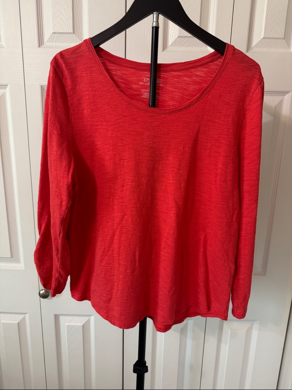 Chico's Bright Red Scoop Neck Long-Sleeve Top